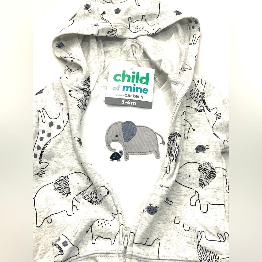 Carter’s Child of Mine Baby Bodysuit Hoodie & Pants Set and 3 pack Bodysuits - Picture 3 of 15